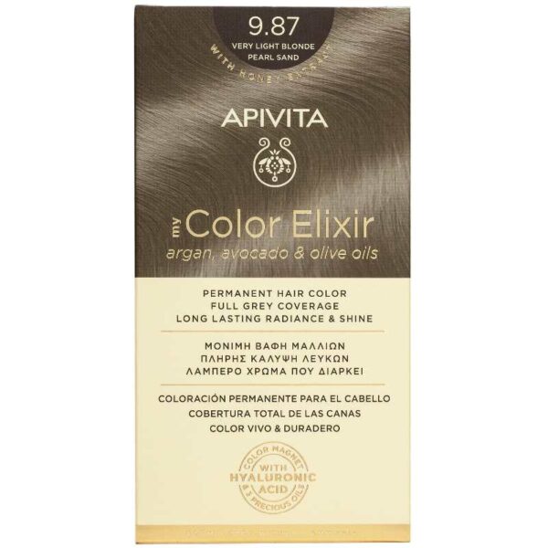 Apivita My Color Elixir-Βαφή Μαλλιών-No. 9.87 Ξανθό Πολύ Ανοιχτό Περλέ Μπεζ-Very Light Blonde Pearl Sand